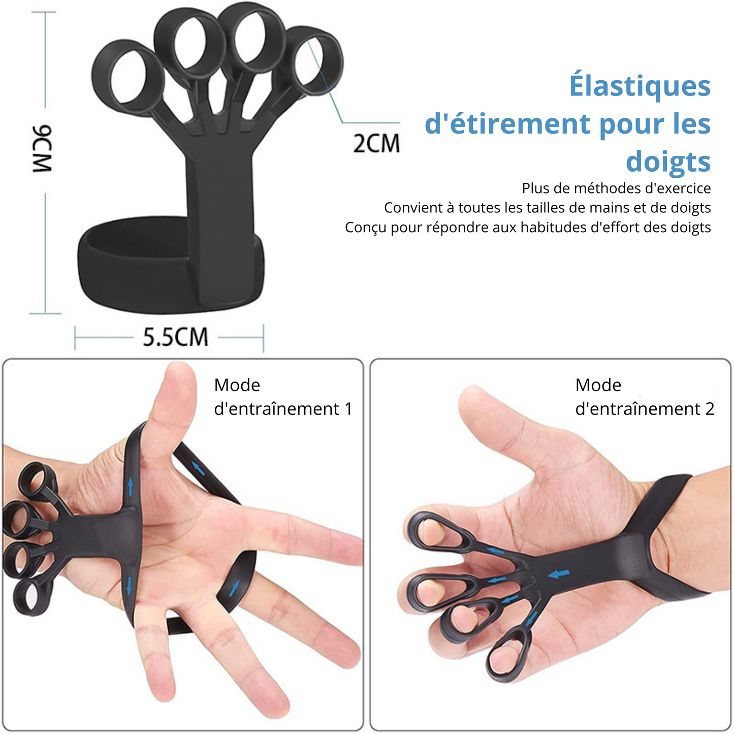 Lot de 3 Pièces Écarteur en Silicone pour Doigts – Renforcement, Rééducation et Soulagement de la Douleur