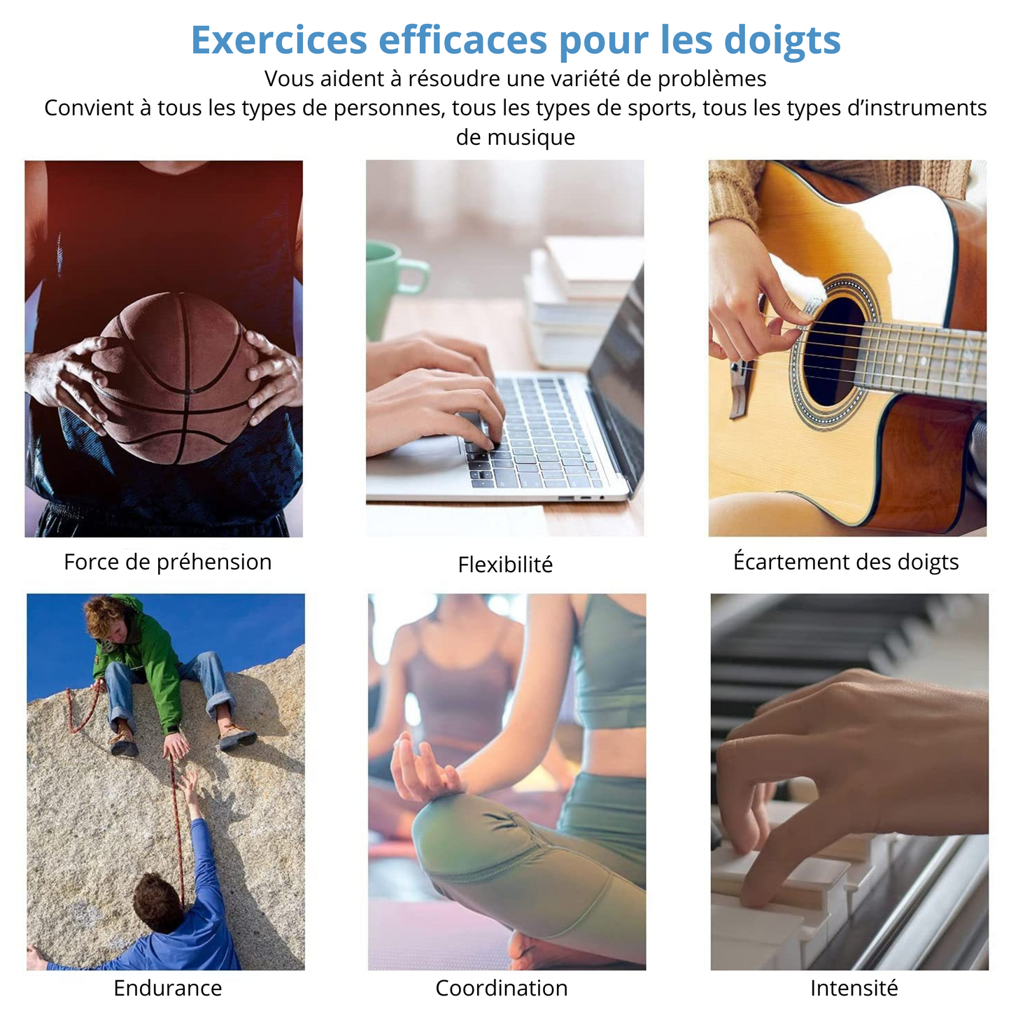 Lot de 3 Pièces Écarteur en Silicone pour Doigts – Renforcement, Rééducation et Soulagement de la Douleur