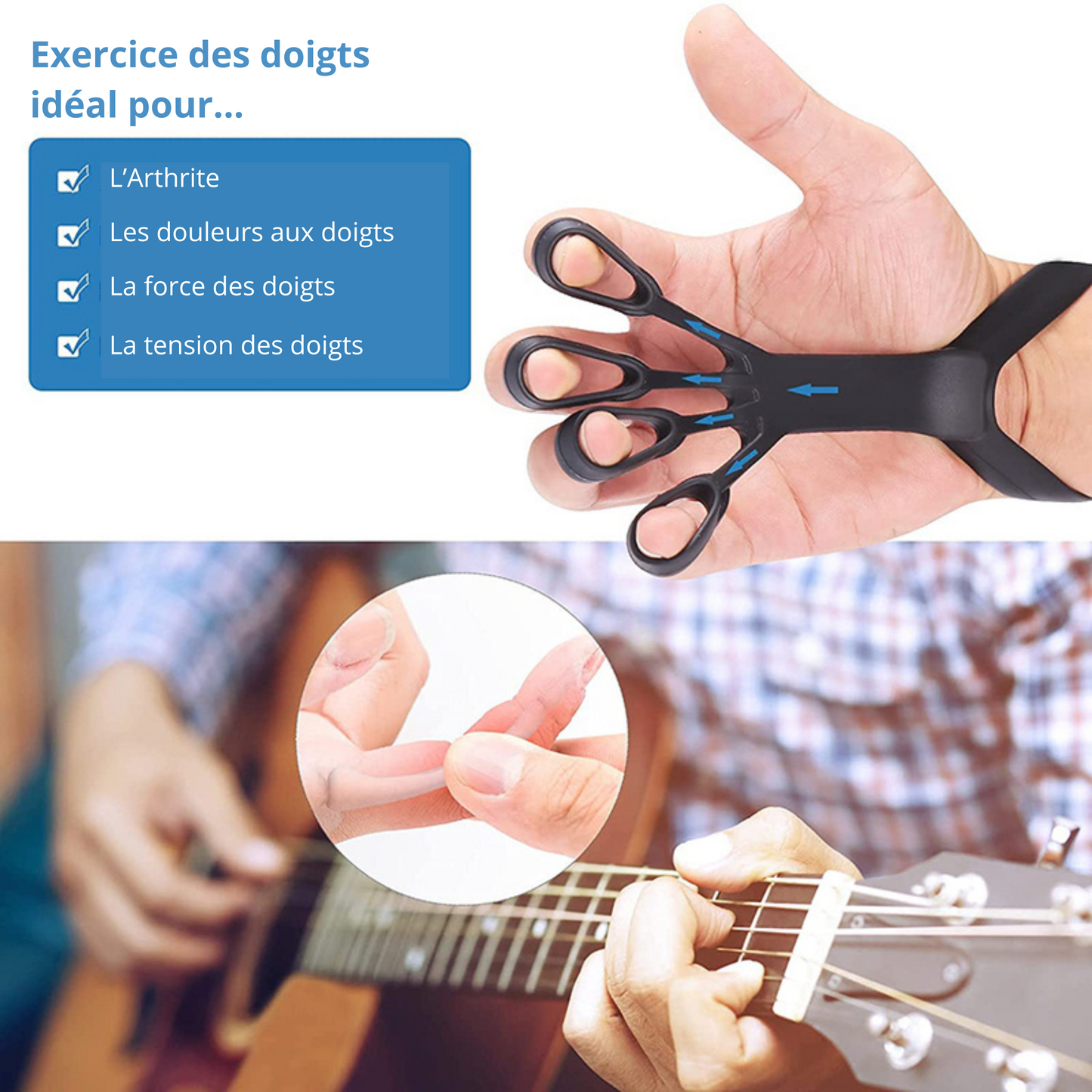 Lot de 3 Pièces Écarteur en Silicone pour Doigts – Renforcement, Rééducation et Soulagement de la Douleur