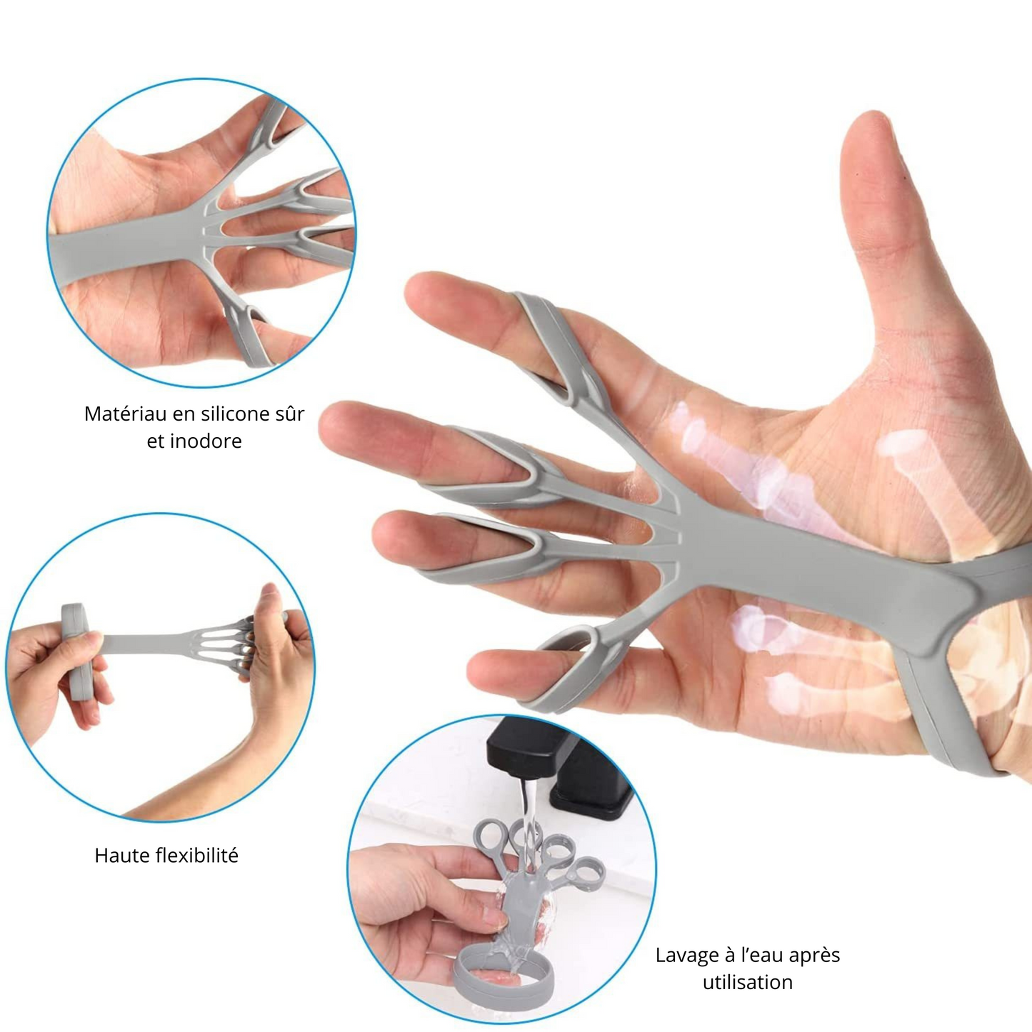 Lot de 3 Pièces Écarteur en Silicone pour Doigts – Renforcement, Rééducation et Soulagement de la Douleur