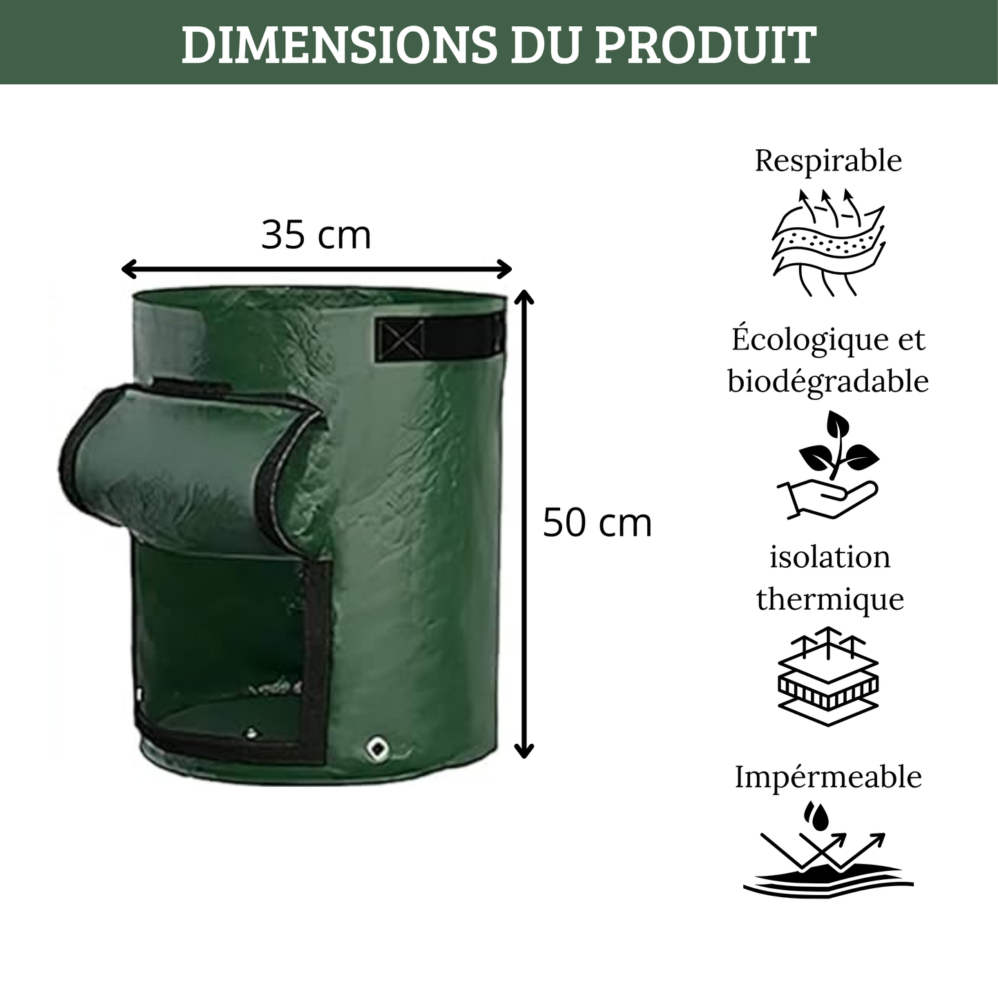 Sac de Culture Légumes 35x50 cm – Tissu Respirant avec Fenêtre et Poignées pour Pommes de Terre, Carottes, Jardin