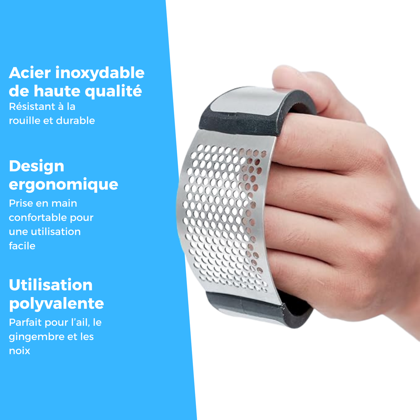 Presse-Ail Multifonctionnel en Acier Inoxydable - Petit Hachoir à Ail Compact avec Poignée Ergonomique