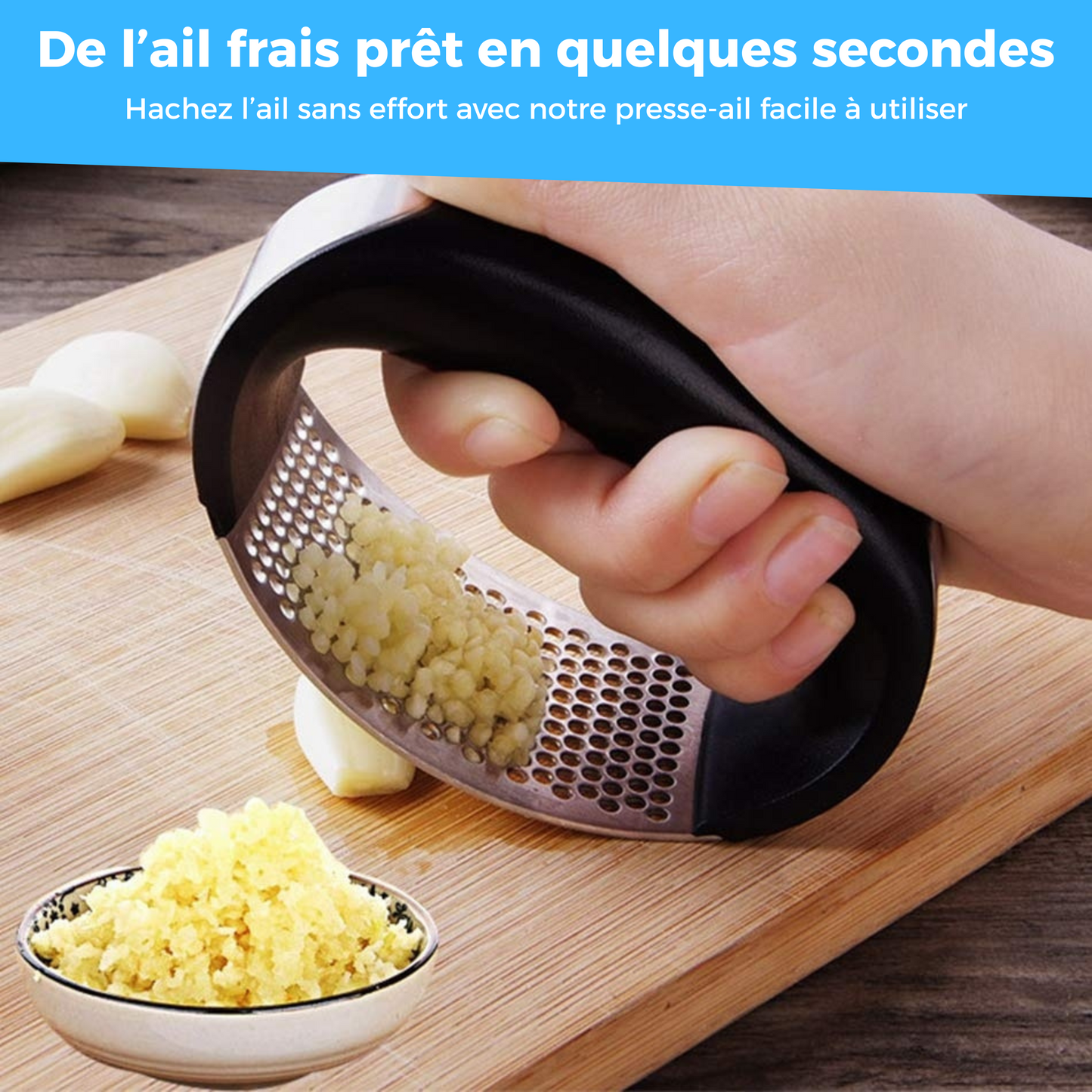 Presse-Ail Multifonctionnel en Acier Inoxydable - Petit Hachoir à Ail Compact avec Poignée Ergonomique