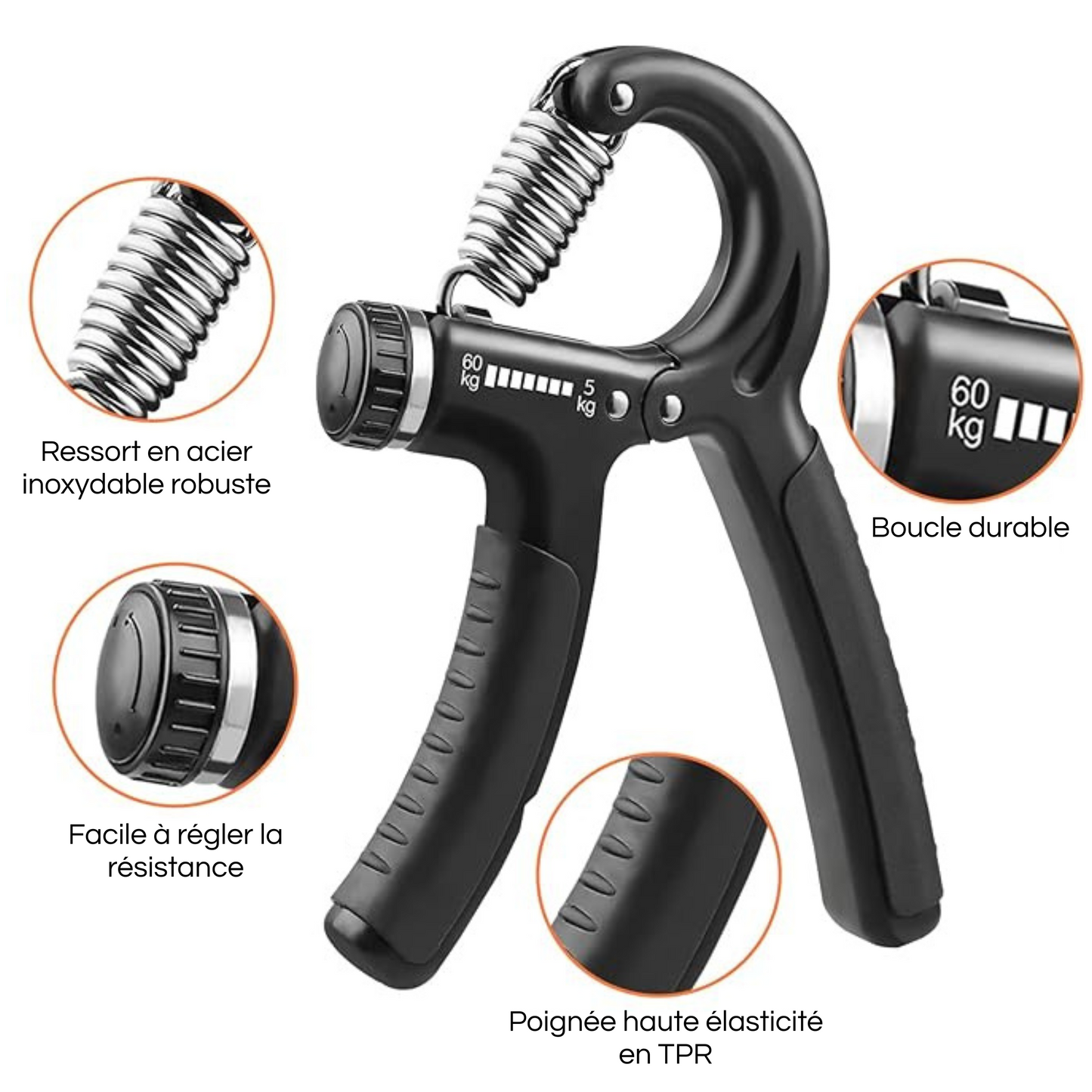 Hand Grip musculation réglable (5-60kg) pour main – Renforcement efficace pour sportifs et rééducation