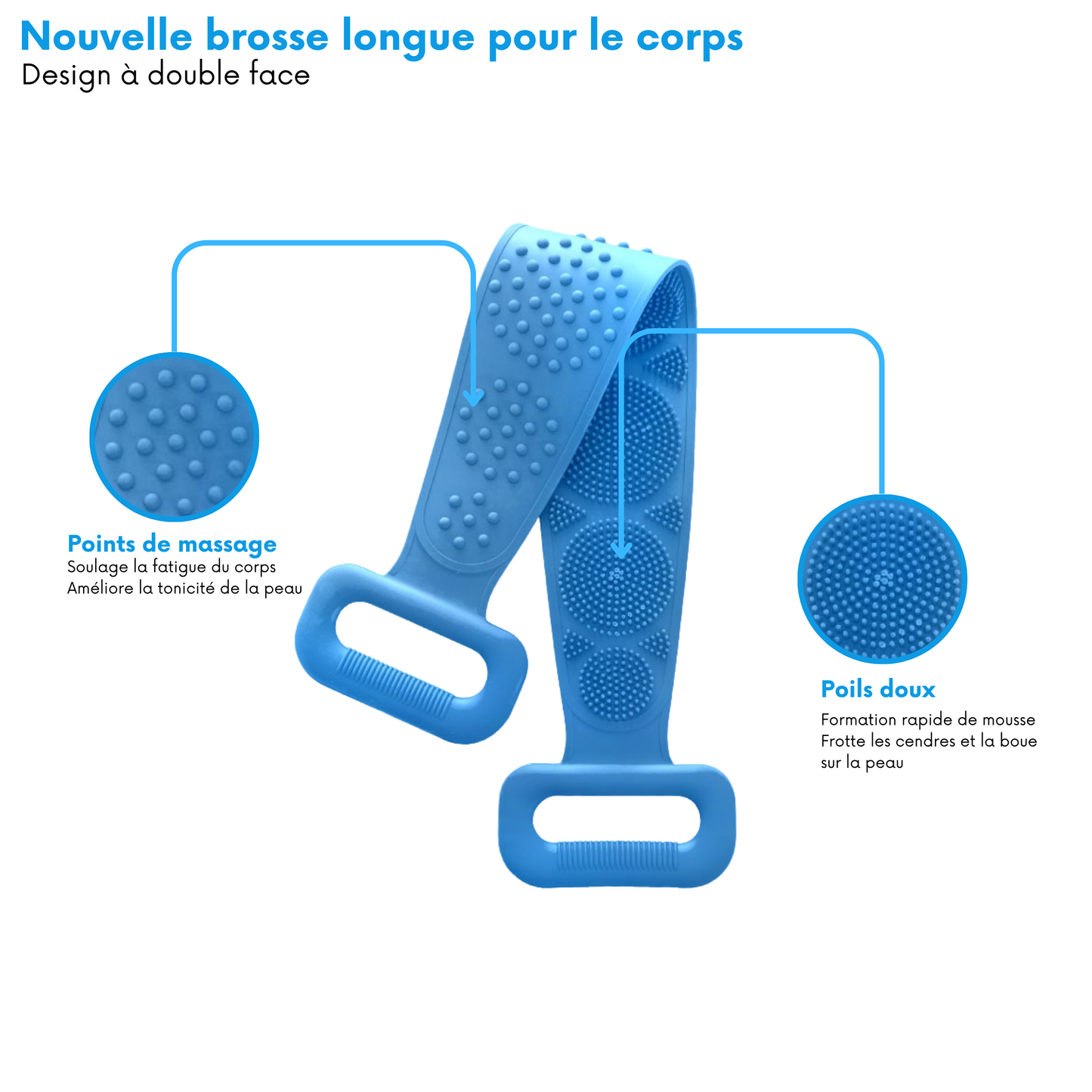 Ceinture de Bain en Silicone pour le Corps – Brosse Exfoliante pour le Dos, Nettoyage et Lavage en Douceur