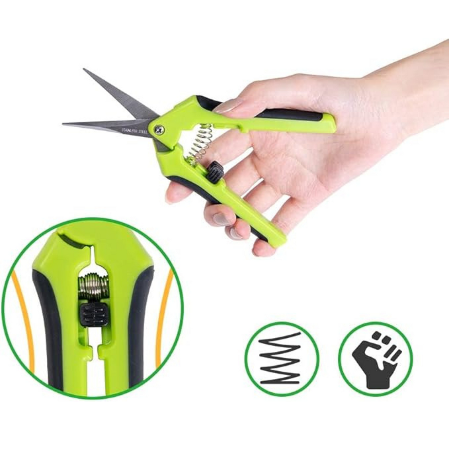 Ciseaux de jardinage ergonomiques – lame en acier inoxydable pour branches, fleurs, roses, fruits, plantes, bonsaïs – faciles à utiliser
