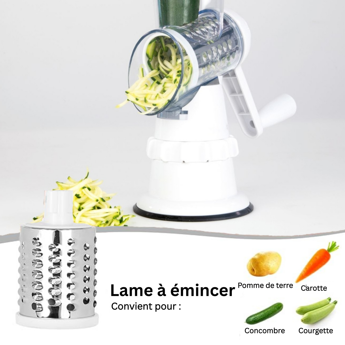 Coupe-légumes manuel 3 en 1 – Mandoline multifonction avec râpe, hachoir et broyeur à légumes