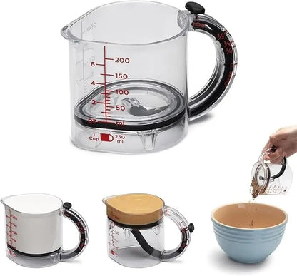 Tasse à mesurer MaCuisine® réglable tout-en-un, graduations métriques et impériales jusqu’à 1 tasse – Noir/Transparent