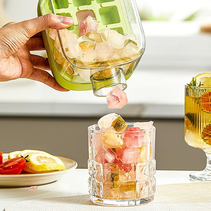 Bouteille à Glaçons 2-en-1 – Bouteille d’Eau avec Paille, Bac à Glaçons à Pression Facile et Couvercle Antifuite pour Maison, Sport et Voyage