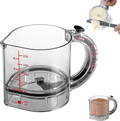 Tasse à mesurer MaCuisine® réglable tout-en-un, graduations métriques et impériales jusqu’à 1 tasse – Noir/Transparent