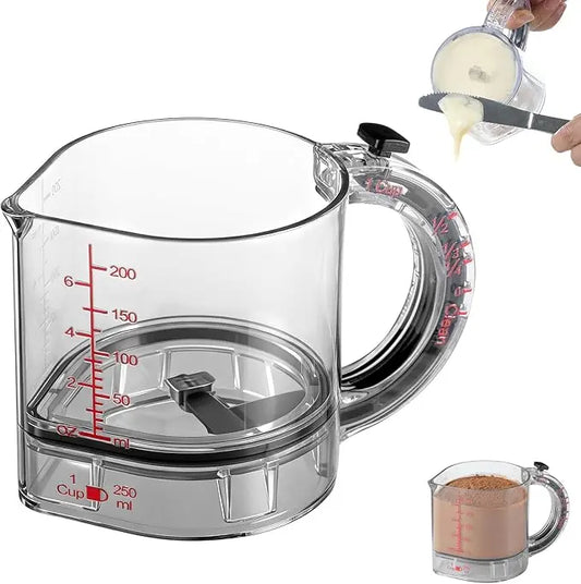 Tasse à mesurer MaCuisine® réglable tout-en-un, graduations métriques et impériales jusqu’à 1 tasse – Noir/Transparent