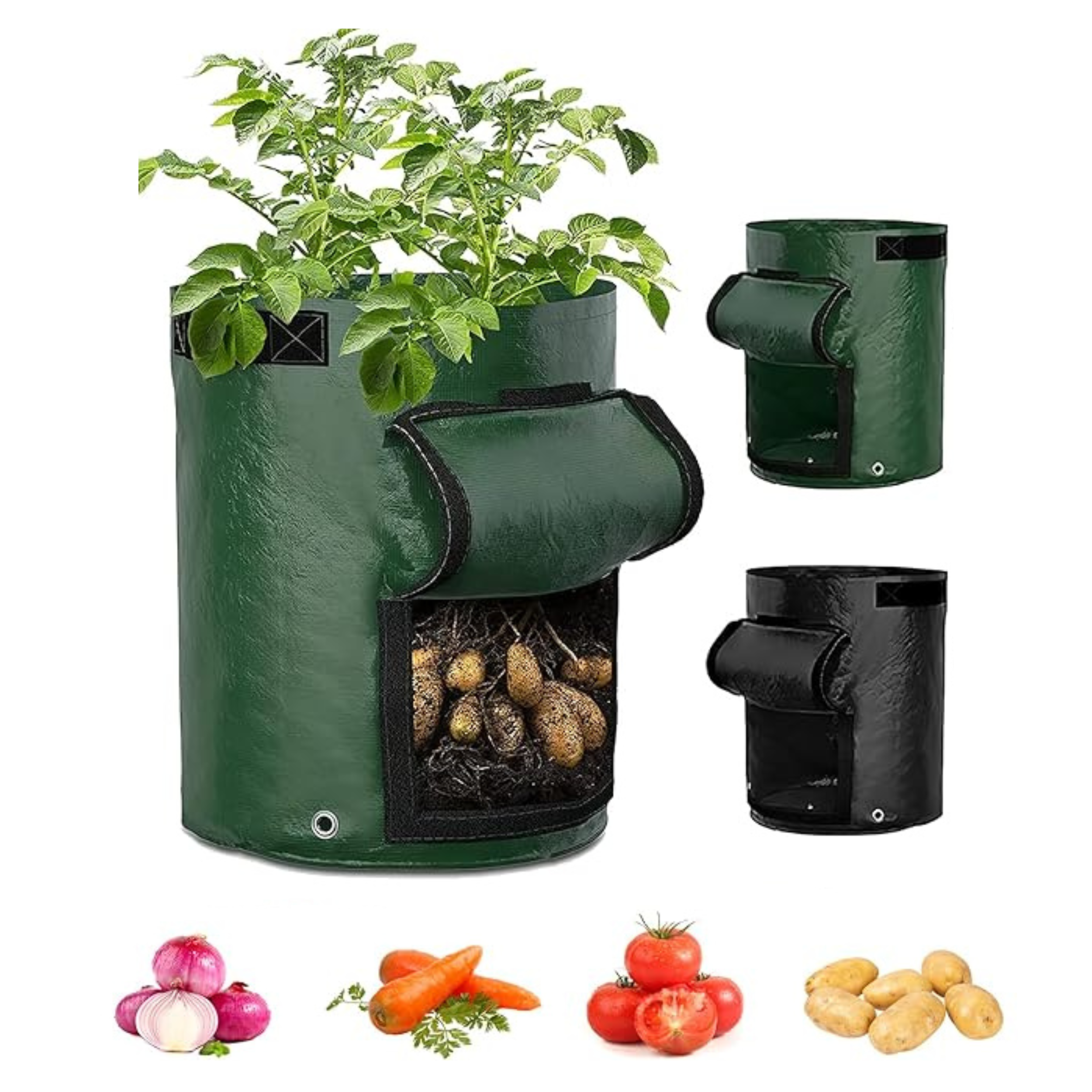 Sac de Culture Légumes 35x50 cm – Tissu Respirant avec Fenêtre et Poignées pour Pommes de Terre, Carottes, Jardin