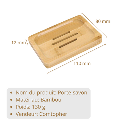 Boîte à savon en bois, porte-savon en bambou, anti-moisissure et drainant