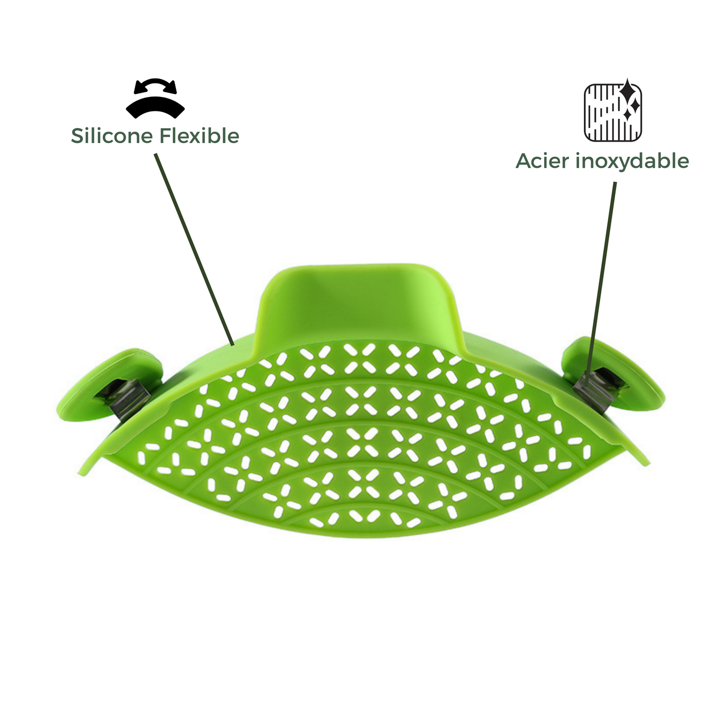 Passoire Alimentaire à Mailles Fines – Filtre en Silicone Mains Libres, Résistant à la Chaleur, Compatible Tous Pots et Bols