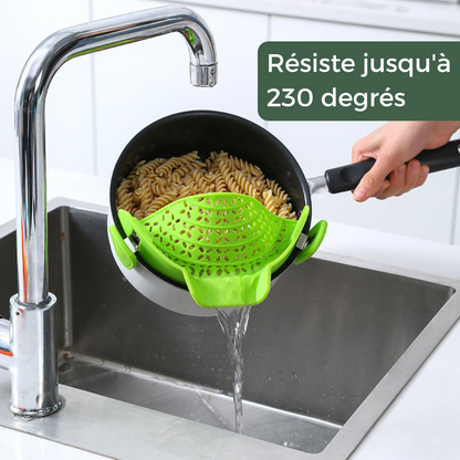 Passoire Alimentaire à Mailles Fines – Filtre en Silicone Mains Libres, Résistant à la Chaleur, Compatible Tous Pots et Bols
