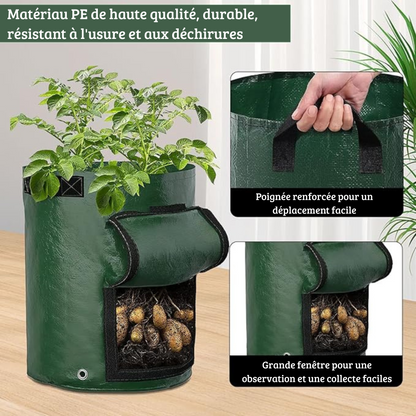 Sac de Culture Légumes 35x50 cm – Tissu Respirant avec Fenêtre et Poignées pour Pommes de Terre, Carottes, Jardin