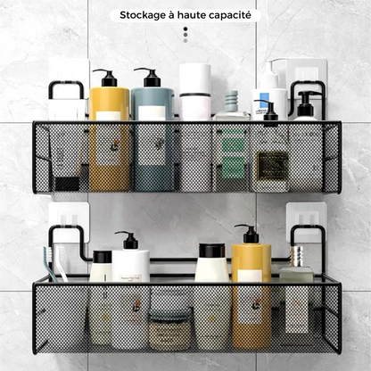 Étagère Murale de Salle de Bain Sans Perçage – Rangement Shampoing et Accessoires de Toilette
