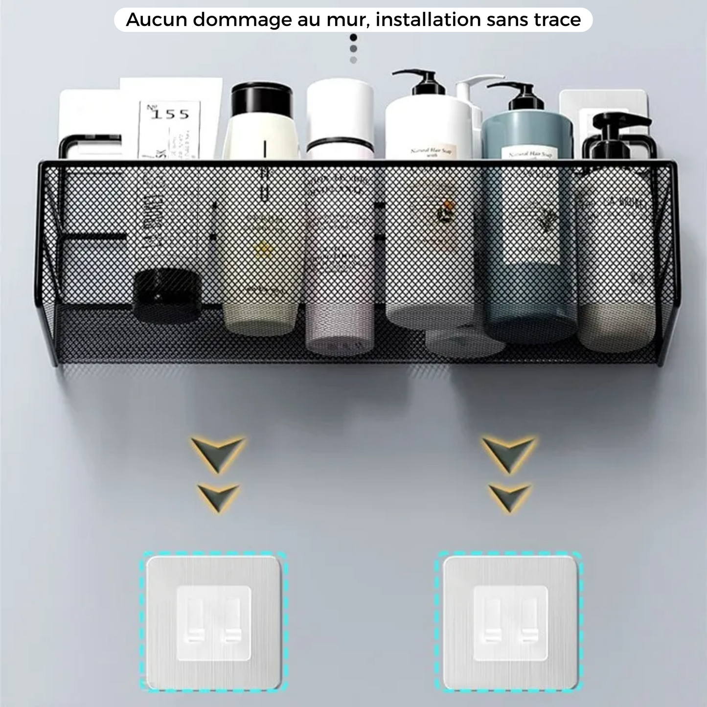 Étagère Murale de Salle de Bain Sans Perçage – Rangement Shampoing et Accessoires de Toilette