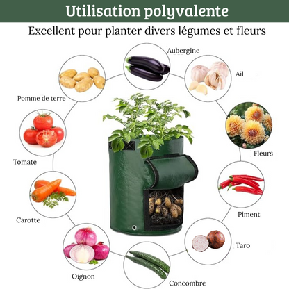 Sac de Culture Légumes 35x50 cm – Tissu Respirant avec Fenêtre et Poignées pour Pommes de Terre, Carottes, Jardin
