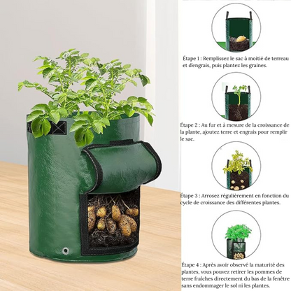 Sac de Culture Légumes 35x50 cm – Tissu Respirant avec Fenêtre et Poignées pour Pommes de Terre, Carottes, Jardin