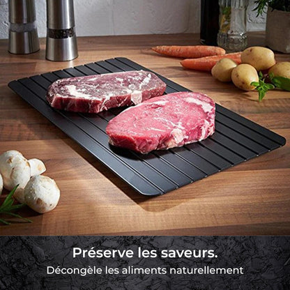 Plateau de Décongélation Rapide en Aluminium – Planche de Décongélation Conductive pour Viandes Surgelées, Outil Antiadhésif Facile à Nettoyer pour la Cuisine et le Barbecue