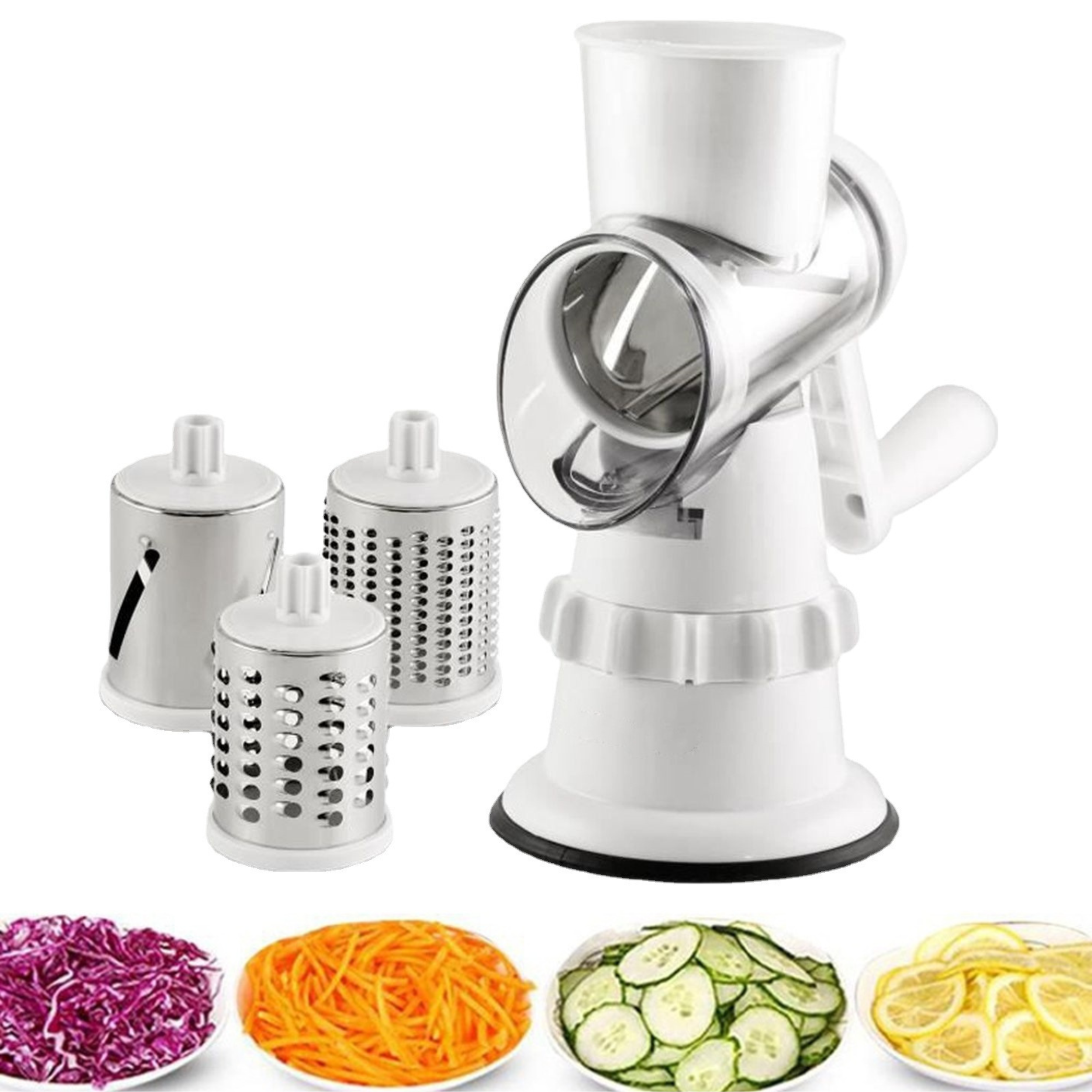 Coupe-légumes manuel 3 en 1 – Mandoline multifonction avec râpe, hachoir et broyeur à légumes