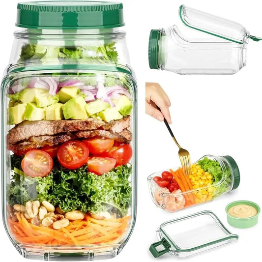 Le Salad Pod® original 1L, bocal à salade portable, récipient à salade à ouverture latérale avec couvercle, adapté pour le travail, les activités en extérieur et les voyages.