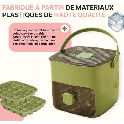 Bacs à glaçons pour congélateur – Bacs à glaçons avec couvercle pour boissons, smoothies, jus – Bacs à glaçons faciles à démouler avec couvercles pour congélateur