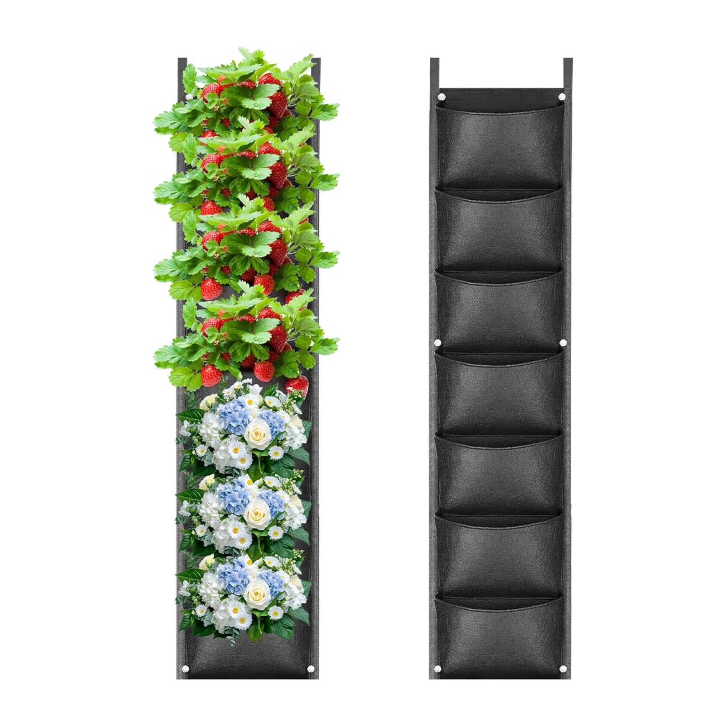 Sac à Plantes Mural à 7 Poches – Jardin Vertical Extérieur, Sac de Plantation Murale pour Balcon, Cour et Terrasse