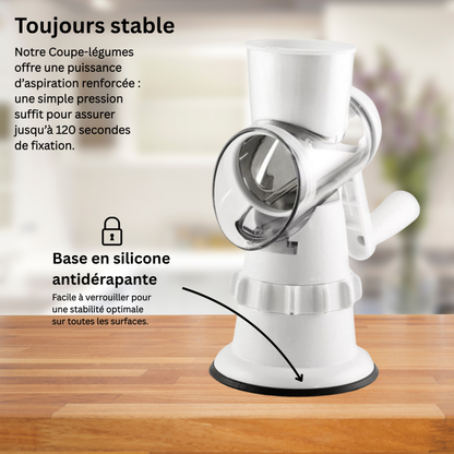 Coupe-légumes manuel 3 en 1 – Mandoline multifonction avec râpe, hachoir et broyeur à légumes