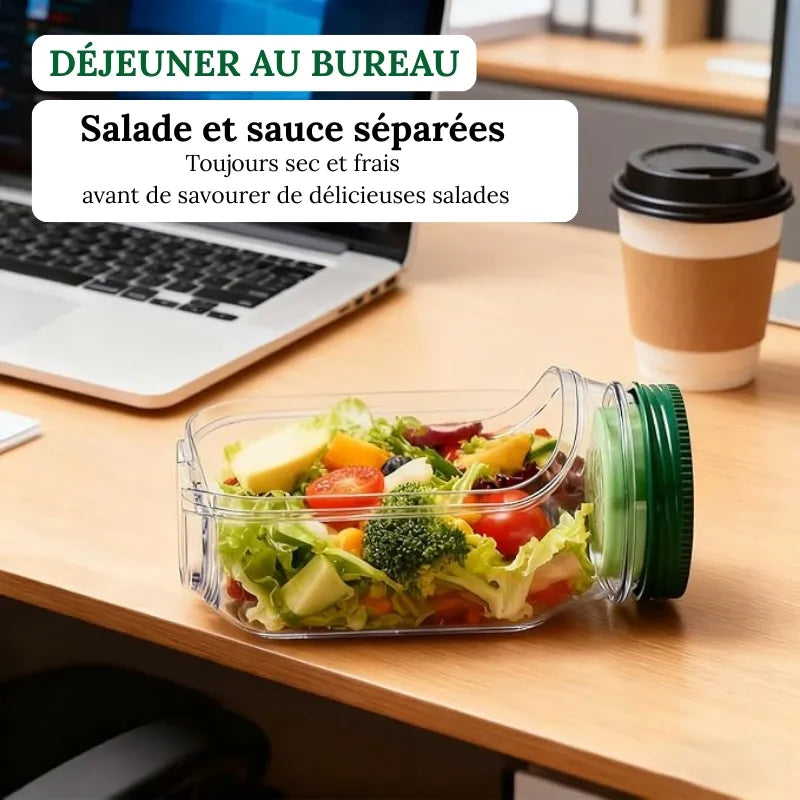 Le Salad Pod® original 1L, bocal à salade portable, récipient à salade à ouverture latérale avec couvercle, adapté pour le travail, les activités en extérieur et les voyages.