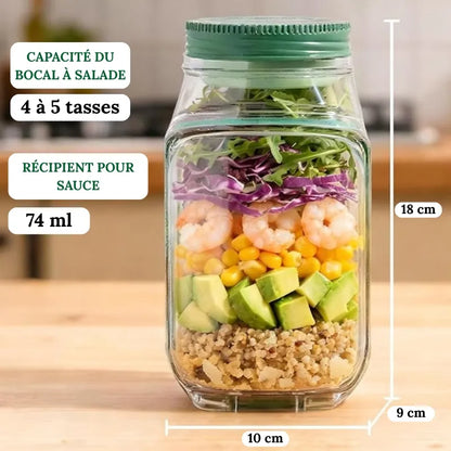 Le Salad Pod® original 1L, bocal à salade portable, récipient à salade à ouverture latérale avec couvercle, adapté pour le travail, les activités en extérieur et les voyages.