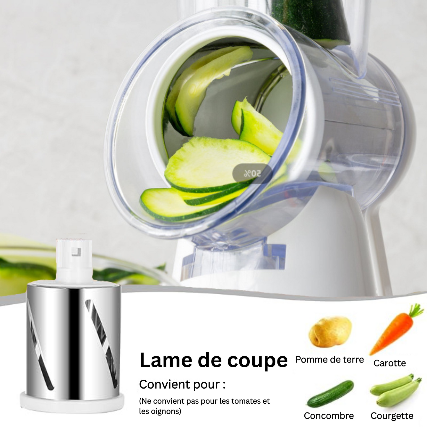 Coupe-légumes manuel 3 en 1 – Mandoline multifonction avec râpe, hachoir et broyeur à légumes