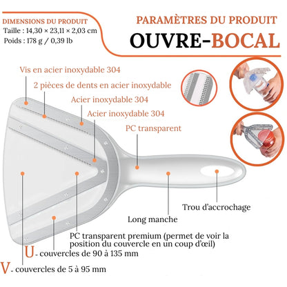 Ouvre-bocal ergonomique pour mains faibles et arthrite – Ouvre-bouteilles et couvercles facile à utiliser – Gadget de cuisine breveté – Idée cadeau pour seniors