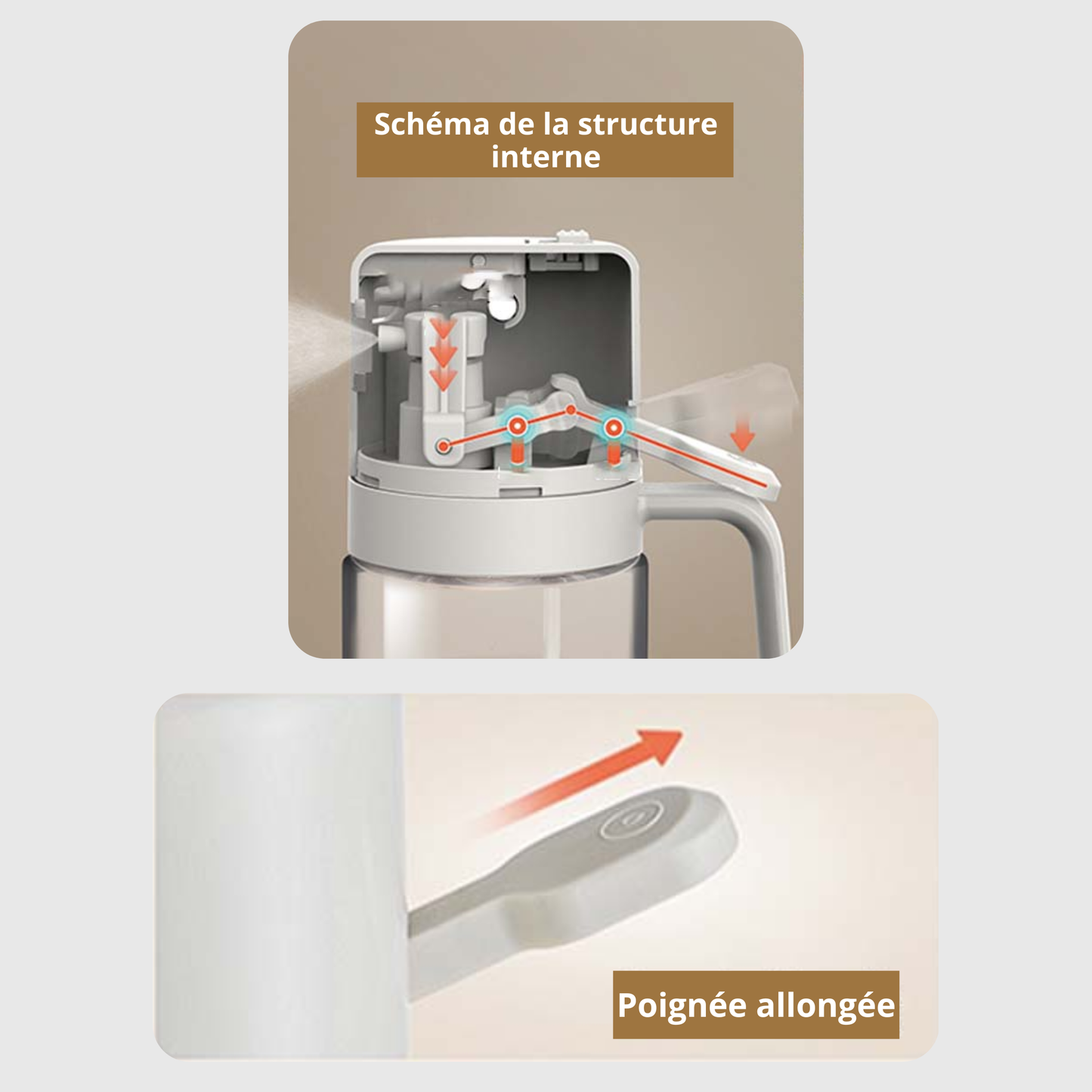 Pulvérisateur d’Huile d’Olive pour la Cuisine, Bouteille Verseuse d’Huile 2 en 1 en Verre de 550 ml, Accessoires de Cuisine pour Salade, Barbecue