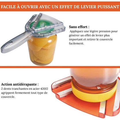 Ouvre-bocal ergonomique pour mains faibles et arthrite – Ouvre-bouteilles et couvercles facile à utiliser – Gadget de cuisine breveté – Idée cadeau pour seniors
