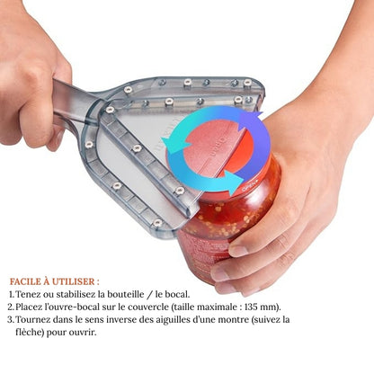 Ouvre-bocal ergonomique pour mains faibles et arthrite – Ouvre-bouteilles et couvercles facile à utiliser – Gadget de cuisine breveté – Idée cadeau pour seniors