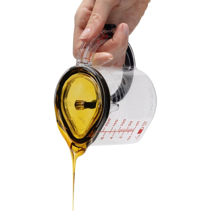 Tasse à mesurer réglable tout-en-un, graduations métriques et impériales jusqu’à 1 tasse – Noir/Transparent