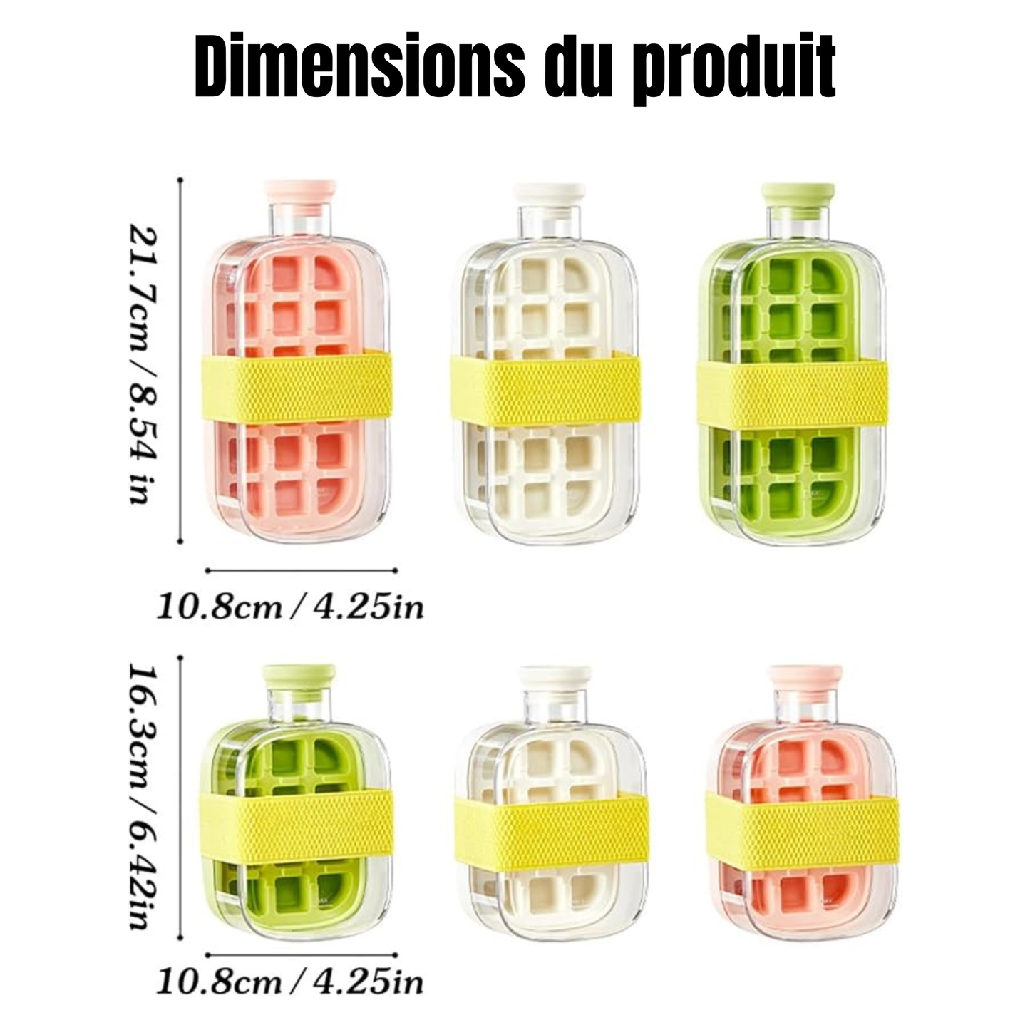 Bouteille à Glaçons 2-en-1 – Bouteille d’Eau avec Paille, Bac à Glaçons à Pression Facile et Couvercle Antifuite pour Maison, Sport et Voyage