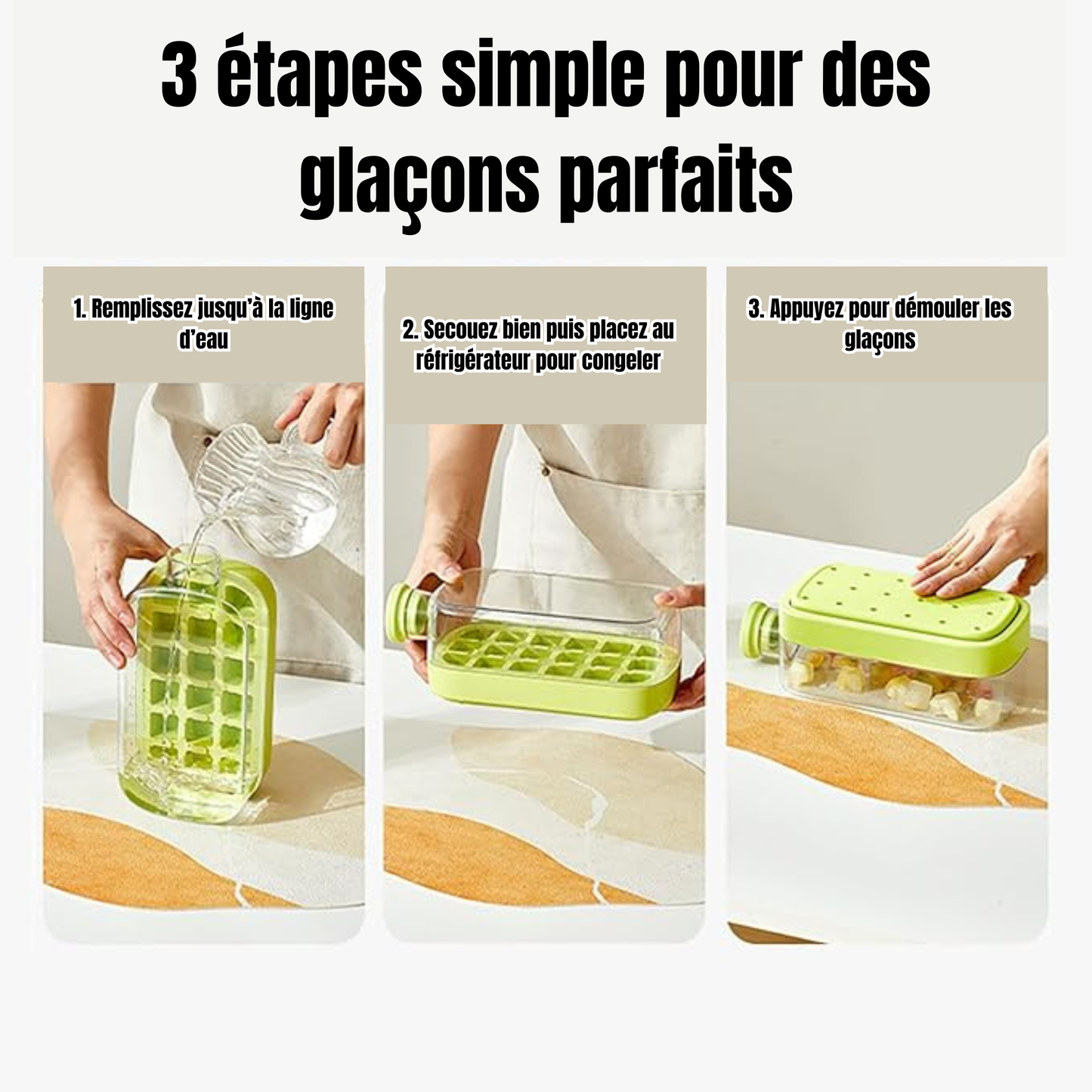 Bouteille à Glaçons 2-en-1 – Bouteille d’Eau avec Paille, Bac à Glaçons à Pression Facile et Couvercle Antifuite pour Maison, Sport et Voyage