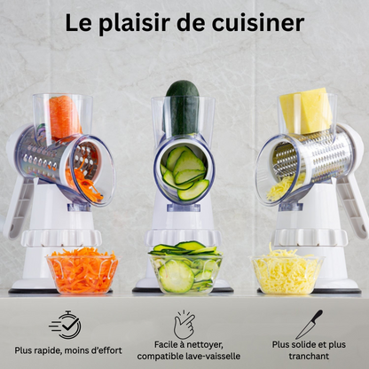 Coupe-légumes manuel 3 en 1 – Mandoline multifonction avec râpe, hachoir et broyeur à légumes