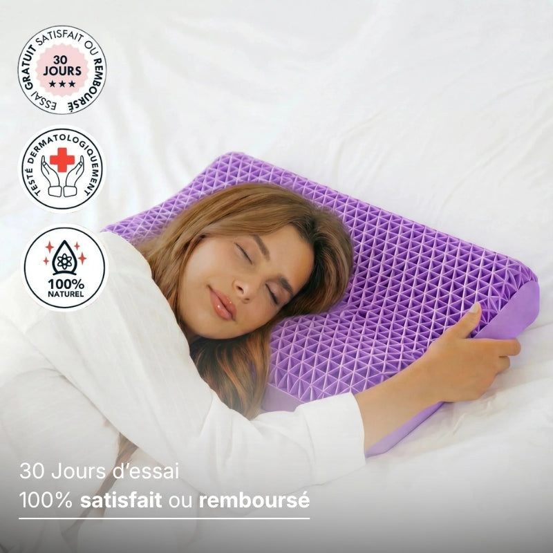 Oreiller Omfy® – Confort ultra moelleux et fraîcheur, soutien cervical pour côté, dos et ventre, oreiller lavable, durable