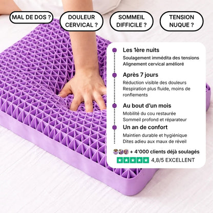 Oreiller Omfy® – Confort ultra moelleux et fraîcheur, soutien cervical pour côté, dos et ventre, oreiller lavable, durable