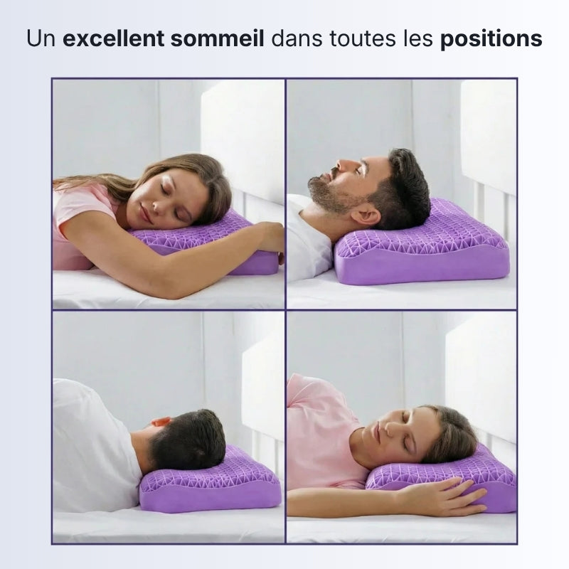 Oreiller Omfy® – Confort ultra moelleux et fraîcheur, soutien cervical pour côté, dos et ventre, oreiller lavable, durable